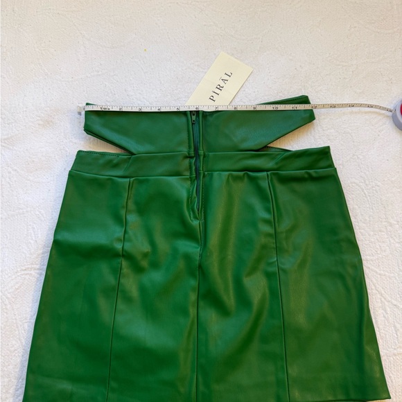 PIRAL Faux Leather Green Mini Skirt - Picture 4 of 5